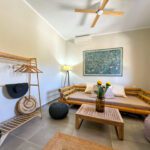 The living room with a bamboo sofa