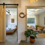 The bedroom and living room